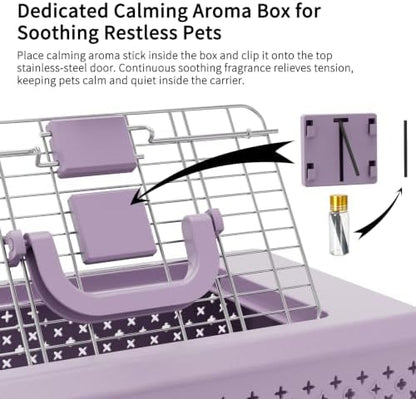 RIZZARI Purple Pet Carrier: Airline Approved Dog Crate Travel Kennel