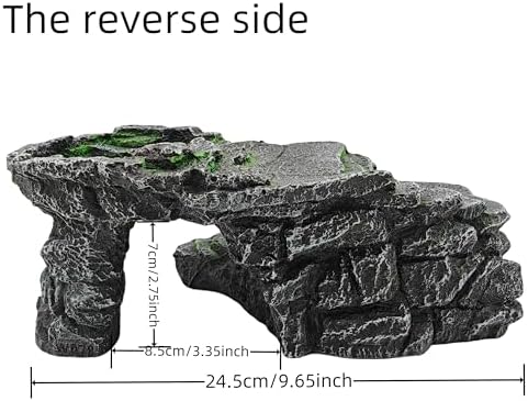 Reptile Hideouts,Resin Reptile Cave Habitat for Leopard Geckos, Lizards, Turtles, Snakes and Amphibians. (Rock Ladder Platform, Large)