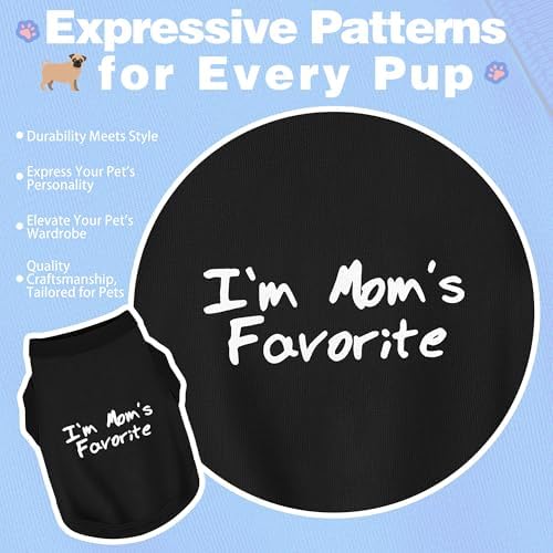 Cozy Sleeveless Canine Wear Dog Clothes, Soft, Lightweight, and Breathable Cotton Dog Shirt with I'm Mom's Favorite Print.Vest Tank Top Ideal for Small, Medium, and Large Breeds Rose Red XL