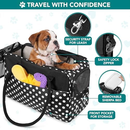 PetAmi Small Dog Purse Carrier with Pockets, Airline Approved, Polka Dot
