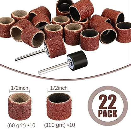 Leelosp 22Pcs Dog Nail Grinder Bands Drums,1/2 Inch 60 Grit and 100 Grit
