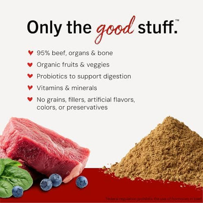 Stella & Chewy’s Freeze-Dried Raw Marie's Magical Dinner Dust – Protein Rich, Grain Free Dog & Puppy Food Topper – Grass-Fed Beef Recipe – 7 oz Bag