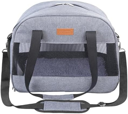 Cat Carrier for Small Cats Dogs, Soft-Sided Pet Carrier for Cats Puppies Small Pets, Lightweight Comfortable Travel Cat Dog Carrier (Grey)