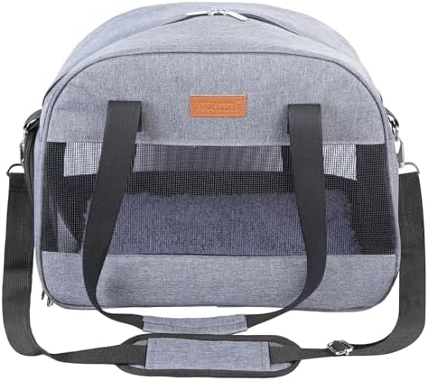Cat Carrier for Small Cats Dogs, Soft-Sided Pet Carrier for Cats Puppies Small Pets, Lightweight Comfortable Travel Cat Dog Carrier (Grey)