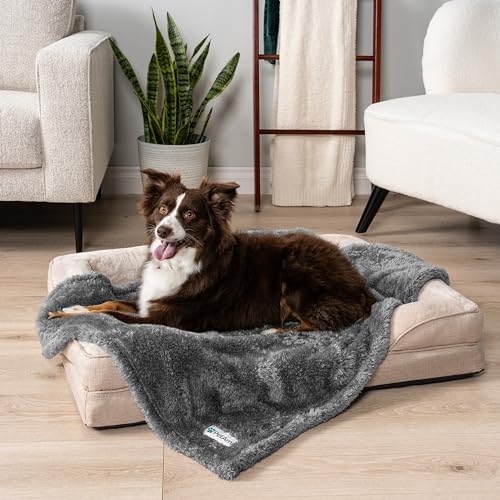 PetAmi Soft Plush Sherpa Dog Blanket for Pet Cat, Small 24x32, Grey