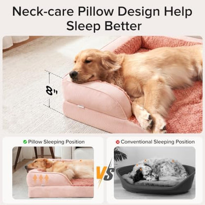 INVENHO Orthopedic Extra Large Dog Bed, XXL Waterproof Dog Sofa, Egg-Crate Foam Couch with Washable Removable Cover, Waterproof Lining and Nonskid Bottom