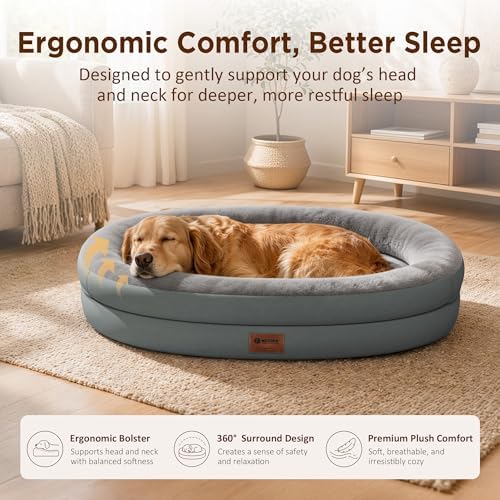 Waterproof Orthopedic Dog Bed for Medium Dogs, Grey