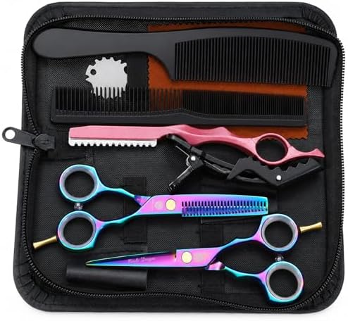 Purple Dragon 5.5 inch Hair Cutting Scissors Set with Razor