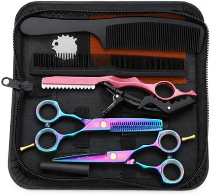 Purple Dragon 5.5 inch Hair Cutting Scissors Set with Razor