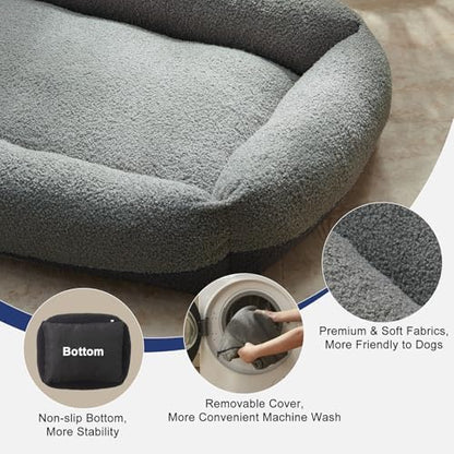 FURTIME Washable Dog Bed Medium Large Size Dogs, Comfy Fluffy Pet Bed