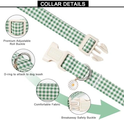 Lionet Paws St. Patrick Dog Collar- Cute Clover Green Dog Collars with Plastic Buckle, Light Adjustable Dog Collars with Clover Pendant for Medium Dogs
