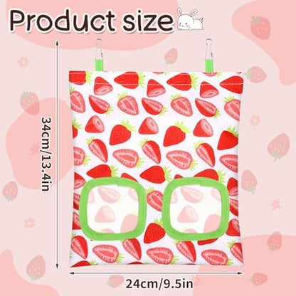 UPINS 3Pack Guinea Pig Hay Feeder Bag,Bunny Rabbit Cage Bag Hanging Holder