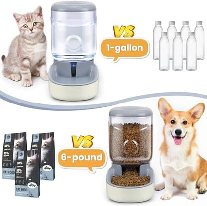 2 Pack Automatic Cat Feeder and Water Dispenser Pet Dog Gravity Feed Bowl