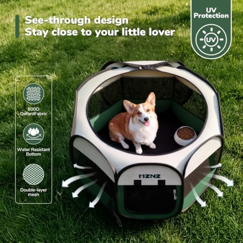 Dog Cat Small Animal Puppy Playpen Crate, Medium, Dark Green