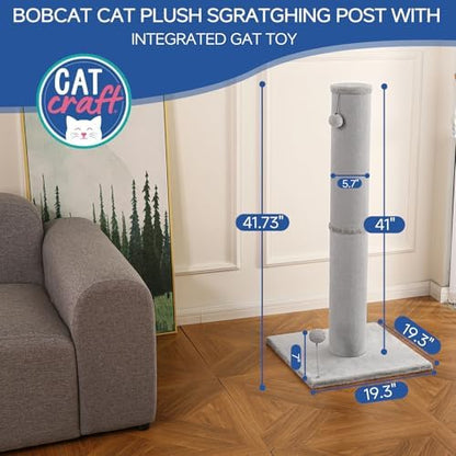 Cat Craft 41" Tall Cat Scratching Post for Large Cats, Light Grey