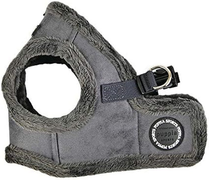 Puppia Terry Vest Dog Harness Step-in Winter Suede Warm No Choke No Pull Training Walking for Small and Medium Dog, Grey, X-Large