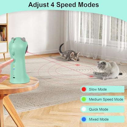 TBTeek Cat Toy, Automatic Cat Toy, 5 Fun Patterns, 4 Speed Modes (Green)