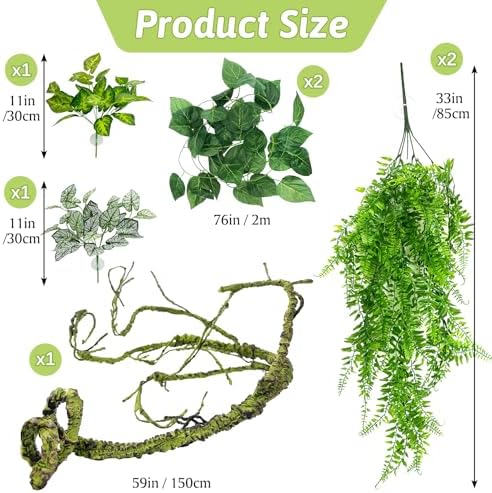 Hamiledyi Fake Reptile Plants for Tank, Bendable Snake Climbing Vines