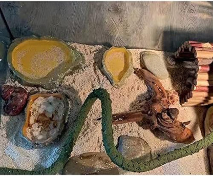 Reptile Water Dish,Resin Reptile Rock Food Feeder Bowl, Water and Food Bowl,Terrarium Decor for Leopard Gecko, Lizard,Spider,Turtle,Scorpion, Chameleon,Hermit Crabs (L, Yellow)
