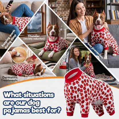 LovinPet Large Dogs PJs Clothes, Breed Dog Pjs, Red Ladybug Prints, 3XL