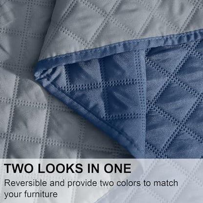 NICETOWN Couch Cover, Sofa Covers for Large Dogs, Pets Dog Furniture Cover Protector, Reversible and Water Resistant, 82" Wide x 82" Long, 1 Panel, Navy/Stone Blue