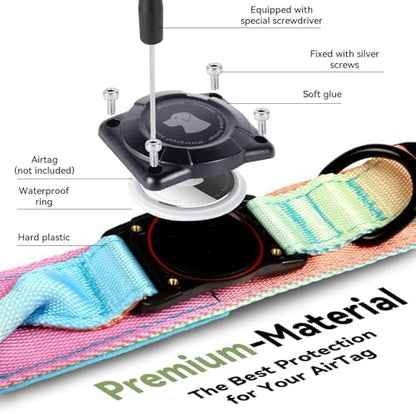 2026 Upgrade Waterproof Tactical AirTag Dog Collar, Built in AirTag Holder