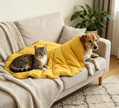 Letalong Extra Large Leaf Shaped Dog Blanket 50x45'', Soft Plush Puppy Bed Mat for Small Medium Large Dogs, Machine Washable Pet Throw for Couch, Sofa & Furniture Protection, Durable & Cozy