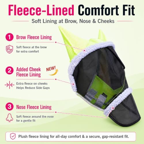 Horse Fly Mask for Horses with Ears and Nose Cover