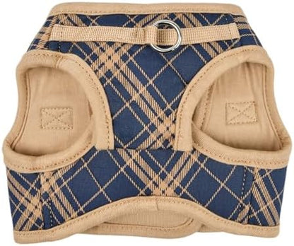 Puppia Corwin Dog Vest Harness B (Step-in) Fashionable Checkered Pattern Spring Summer Harness for Small and Medium Dogs, Navy, Large