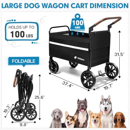 Foldable Dog Wagon for Medium & Large Dogs, Outdoor Pet Wagon