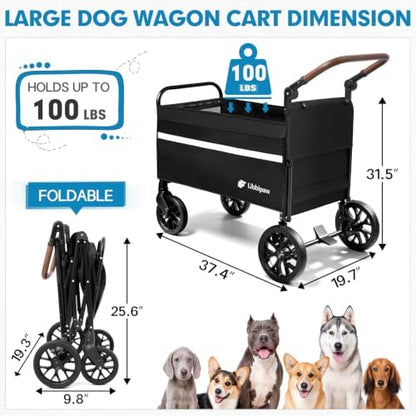 Foldable Dog Wagon for Medium & Large Dogs, Outdoor Pet Wagon