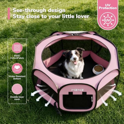 Dog Cat Small Animal Puppy Playpen Crate, Large, Whole Pink