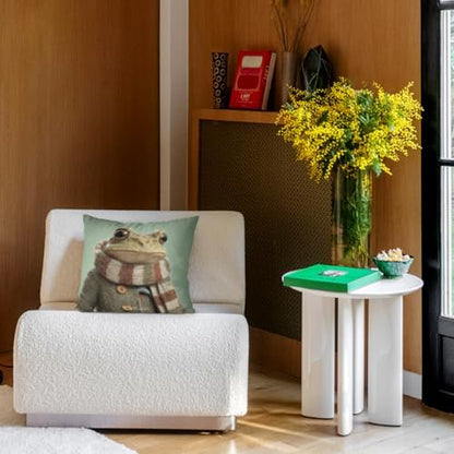 InkRain Winter Animal Cute Frog Pillow Cover 26x26 Inch Set of 2 Home Decor Decorative Cotton Linen Illustration Pillowcases for Living Room House Sofa