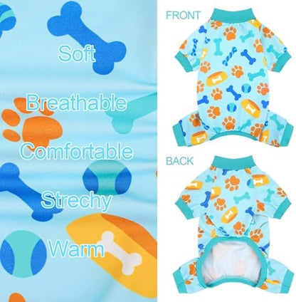 XPUDAC 4 Pack Dog Pajamas for Small Medium Sized Doggie Comfy Strechy Dog Pjs for Boy Puppy Clothes Cat Onesies Pet Outfits, XXS