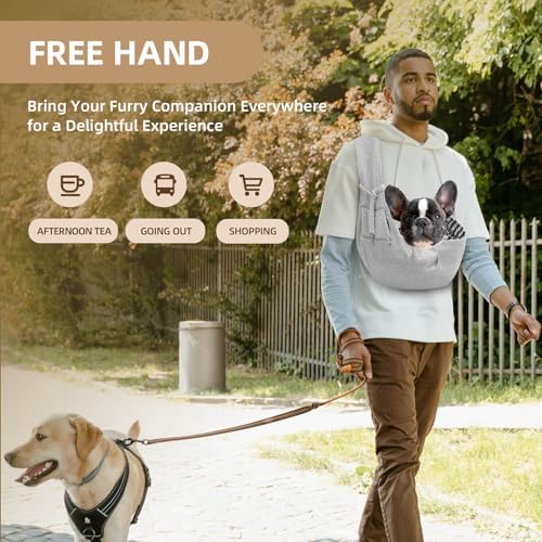 Adjustable Dog Sling Carrier with Pocket, Puppy Carrier for Small Dog & Cat