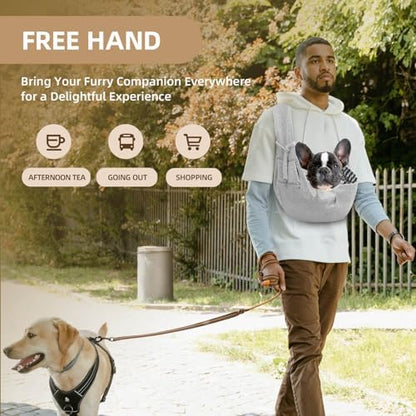 Adjustable Dog Sling Carrier with Pocket, Puppy Carrier for Small Dog & Cat