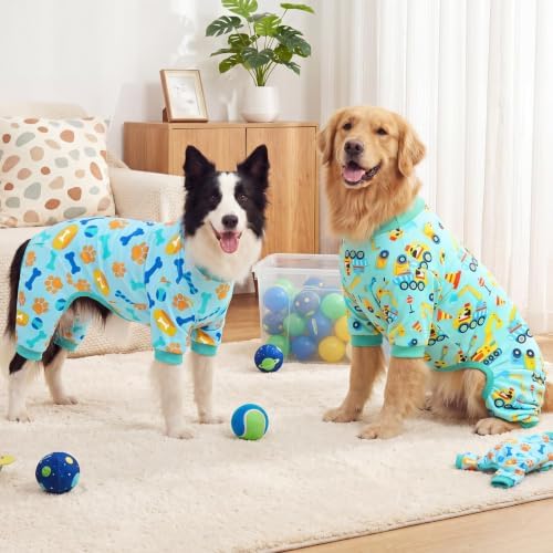 XPUDAC 4 Pack Dog Pajamas for Medium Large Sized Doggie Comfy Strechy Dog Pjs for Boy Puppy Clothes Cat Onesies Pet Outfits, 4XL
