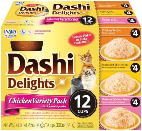 INABA Dashi Delights Lickable Cat Treats, Chicken Variety, 12ct