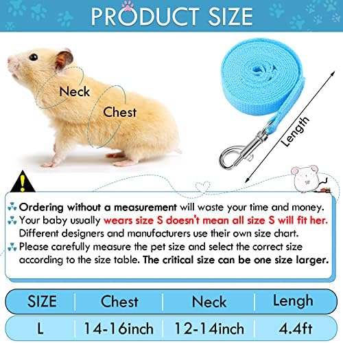Satinior 2 Sets Guinea Pig Harness and Leash Kit, Blue, Black, L