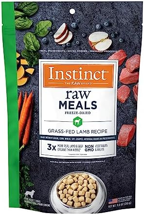 Instinct Freeze Dried Raw Meals, Natural Dry Dog Food, Grain Free - Grass Fed Lamb, 9 oz. Bag