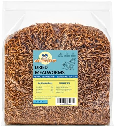 WormsFarm 5lb Dried Mealworms for Chickens Treats for Laying hens,Bluebirds,Quail,Chicken Food