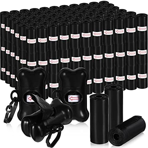 Teling 3000 Count Dog Poop Bags with 3 Dispensers, Black