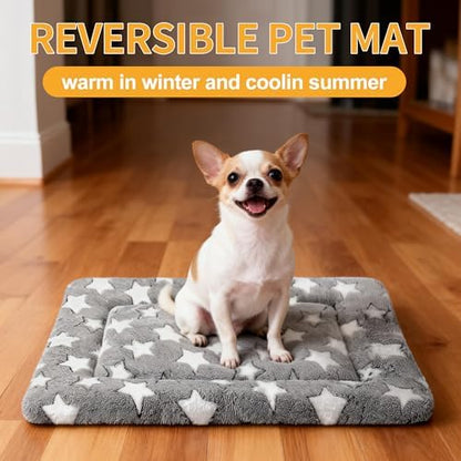 Dog Bed Mat, Reversible Crate Pads for Small/Medium/Large Dogs & Cats Sleeping, Portable & Soft, Dog Beds Crate Pad (Grey, S(24"*18"*1.5"))