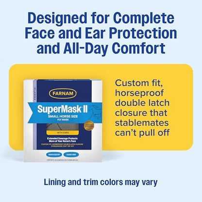 Farnam SuperMask II Horse Fly Mask Classic, Protects Eyes, Small Horse Size