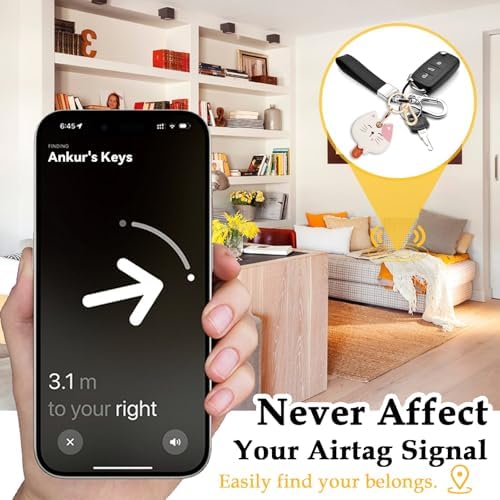Leather Keychain Holder Case for AirTag, Cute Protective Cover for Apple Airtag KeyChain, GPS Tracker Item Finder