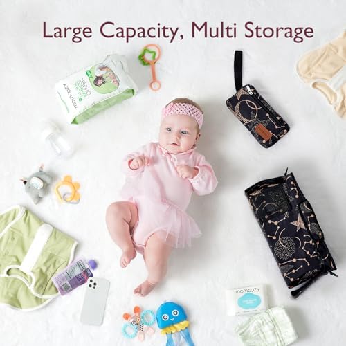 Momcozy Universal Baby Stroller Organizer, 2 Insulated Cup Holder, Detachable Zippered Pocket, Adjustable Shoulder Strap, Large capacity for baby essentials, Compact Design Fits Any Strollers