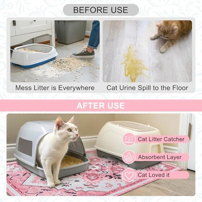 BEAUTYZOO Cat Litter Mat, 28" x 36" Large Litter Trapping Mat, Waterproof