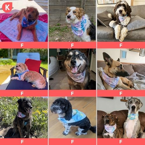 KYEESE 2Pack Dog Cooling Bandana Dog Scarf for Small Medium Large Dogs