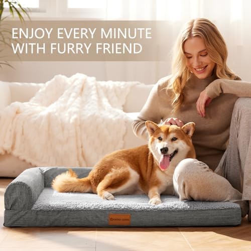 Patas Lague Orthopedic Medium Dog Bed Washable Pet Sofa Bed 30''X20''Grey