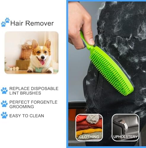 Premium Rubber Pet Hair Brush - Removes Hair from Couches & Pets' Coats Set